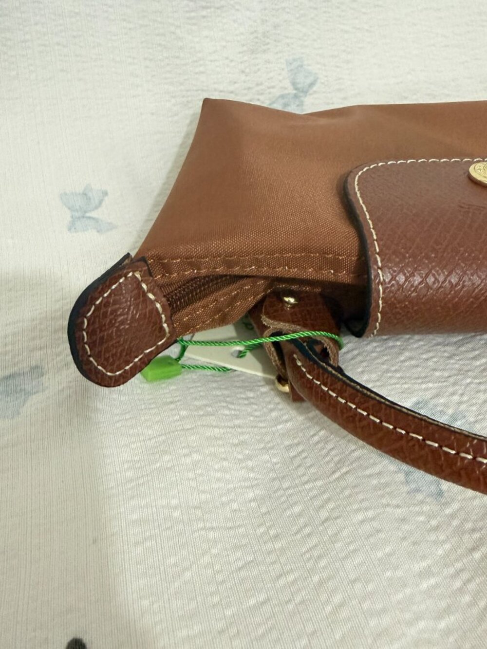 rown Longchamp Mini Le Pliage Handbag with Detachable Strap - Picture 5 of 8